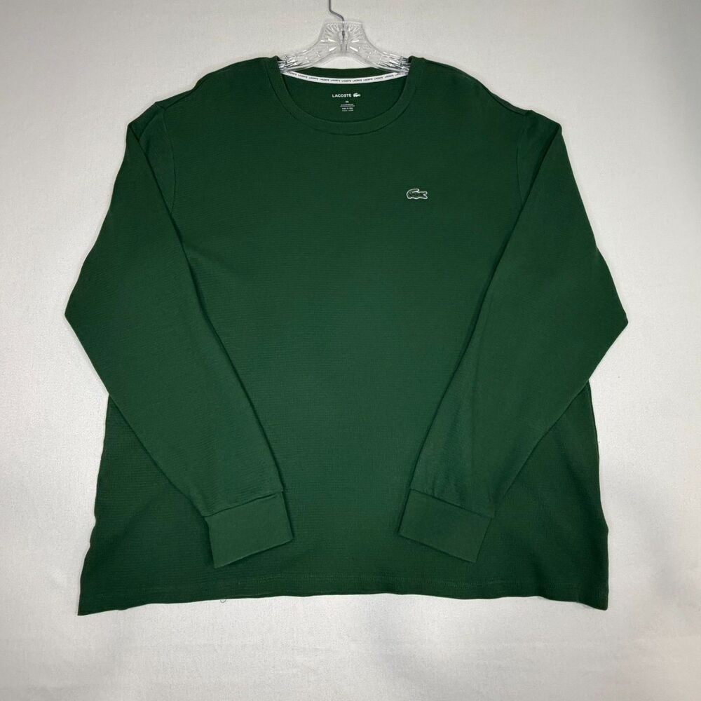 Lacoste Sleepwear Men's Size XXL Green Long Sleeve Waffle Knit Top
